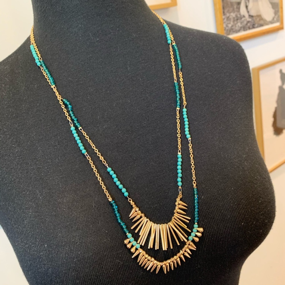 Long Necklace with Blue Beads